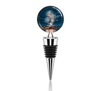 Christmas Fireworks in The Night Sky Wine Stopper Silicone Bottle Stopper Leak Proof Wine Cork Keep Fresh Reusable Bottle Sealer Plug for Beverage Champagne Decorative Gifts for Bar Party