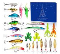 Christmas Fishing Advent Calendar, 24 Days Fishing Lures Set, Fish Bait Christmas Calendar Gift for Adult