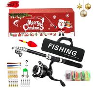 Christmas Fishing Set Complete Gear Kit for Anglers Ideal Countdown Activity Tackle Surprise Style (Red, 44x16x8)