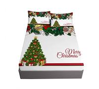 Christmas Fitted Sheet, Chickwin Christmas Printed Bed Sheets with Pillow Cases for Double King Single Bed - 30cm Deep Microfiber Easy Care No Color Fade (Christmas tree,180x200x30cm)