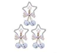 Christmas Five-Pointed Star Bell Accessories Pendant Tree Bow Bell Decorations Holiday Home Decor Festive Hanging Ornaments for Door Winter Party Display(White)