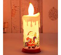 Christmas Flameless LED Tea Lights - Realistic Electric Fake Candles with Warm Light - Battery Operated - Santa Claus Scene - Long Lasting - Perfect for Home, Fireplace, Tabletop, Party Decoration