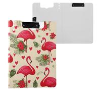 Christmas Flamingo Clipboard a4 Clip Board Foldover Document Folder Files for Paperwork with Clips Lightweight Plastic