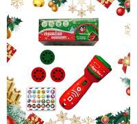 Christmas Flashlight Projector, 24 Different Christmas Theme Images, Xmas Kids Flashlight Early Learning Educational Toy, Projector Torch Night Light, Xmas Party Bag Fillers for Kids Games (Red)