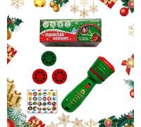 Christmas Flashlight Projector, 24 Different Christmas Theme Images, Xmas Kids Flashlight Early Learning Educational Toy, Projector Torch Night Light, Xmas Party Bag Fillers for Kids Games (Green)