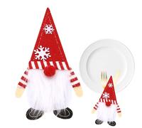 Christmas Flatware Holder - Felt Gnomes Utensil Organizer, Festive Cutlery Storage Pouch | Fork and Spoon Holder for Dinner Table, Holiday, Wedding, Party, New Year Gnomes Utensil Bag