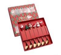 Christmas Flatware Set Fork Spoon Cutlery Stainless Steel with Unique Holiday Ornaments for Festive Meal and Party Table Use (B)