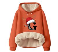 Christmas Fleece Hoodie Sweatshirt For Women - Womens Oversized Hoodie Fleece Lined Xmas Jumpers For Women Long Sleeves Women'S Pullover Sweaters Winter Warm Fluffy Hoodies Women Drawstring Hoodie