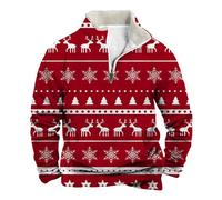 Christmas Fleece Jumper For Men 1/4 Zip Christmas Sweatshirts For Men Novelty Funny Santa Pullover Ugly Xmas Jumper Long Sleeve Sweater Fleece Stand Collar Sweatshirts Funny Xmas Warm Cosy Sweaters