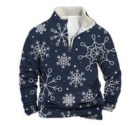Christmas Fleece Jumper For Men 1/4 Zip Christmas Sweatshirts For Men Novelty Funny Santa Pullover Ugly Xmas Jumper Long Sleeve Sweater Fleece Stand Collar Sweatshirts Funny Xmas Warm Cosy Sweaters