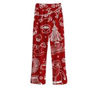 Christmas Fleece Lined and Reinforced Pyjama Bottoms, Men's Long House Trousers, Wide Leg, Straight Thermal Pyjama Bottoms, Elastic Waist, Fleece Trousers, Christmas Gifts, red, XXL