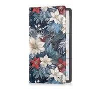 Christmas Floral Pattern Blended Premium Leather Registration and Insurance Card Holder Prefect Car Essentials Wallet for Documents, Cards, License