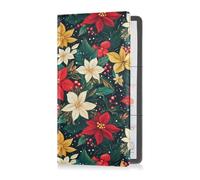 Christmas Floral Pattern Blended Pu Leather Registration and Insurance Card Holder Prefect Car Essentials Wallet for Documents, Cards, License