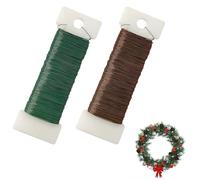 Christmas Florist Wire 2-Pack - Green & Brown Floral Craft Wire for Holiday Wreaths, DIY Decorations, and Festive Arrangements (0.35mm x 50m Rolls)