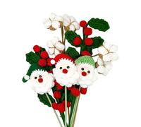 Christmas Flowers, 5 Pieces Artificial Handmade Crochet Flowers, Santa Claus Cotton Fake Plant | Flower Bouquets Outdoor Indoor Multipurpose Decorations Workplace Home Party Home Decor Graduation