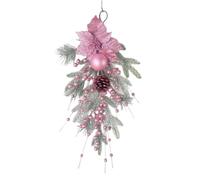 Christmas Flowers with Electroplated Balls Snow Frost Flocking, PE Decor Pine Rattan Rings Garland Needles Vines frosted decorations para wreath christmas wreath winter decorations merry gar