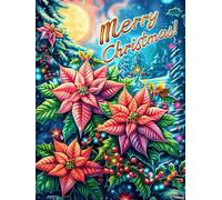 Christmas Flowers with Merry Christmas Text 500 Pc DIY Jigsaw Puzzle Fairy Tale Scenery Cartoon Puzzles for Adults Teens Hard Challenging Team Building Stress Reducing Autumn Rigid Cardboard 500 PCS