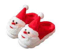 Christmas Fluffy Slippers for Women Men Unisex Warm Cozy Plush Fuzzy Santa Cushion Slipper Comfort Holiday Slip-on Housing Slippers for Indoor and Outdoor Footwear