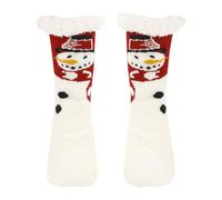 Christmas Fluffy Socks for Women, Funny Cute Warm Thermal Grip Socks Ladies Non Slip Fuzzy Fleece Lined Sock with Grippers Bed Sock Thick Fleece lined Christmas Stockings for Friends and Family