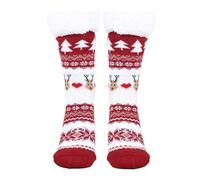 Christmas Fluffy Socks for Women, Funny Cute Warm Thermal Grip Socks Ladies Non Slip Fuzzy Fleece Lined Sock with Grippers Bed Sock Thick Fleece lined Christmas Stockings for Friends and Family