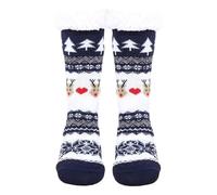 Christmas Fluffy Socks for Women, Funny Cute Warm Thermal Grip Socks Ladies Non Slip Fuzzy Fleece Lined Sock with Grippers Bed Sock Thick Fleece lined Christmas Stockings for Friends and Family