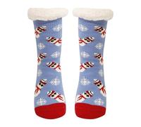 Christmas Fluffy Socks for Women, Funny Cute Warm Thermal Grip Socks Ladies Non Slip Fuzzy Fleece Lined Sock with Grippers Bed Sock Thick Fleece lined Christmas Stockings for Friends and Family