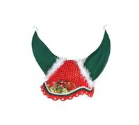 Christmas Fly Mask/Santa Claus Ear Bonnet for Horses (Sublimated Santa Green Ear, Full)
