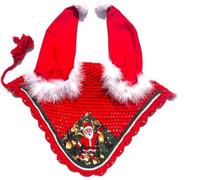 Christmas Fly Mask/Santa Claus Ear Bonnet for Horses (Sublimated Santa, Pony)