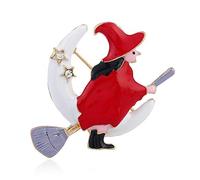 Christmas Flying Mop The Witch Special Brooch,Size: 51 X 43mm
