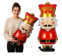 Christmas Foil Balloons - Pack of 12-25 inch/63.5cm Large Nutcracker Character Shaped Foil Balloon - Fun Novelty Festive Holidays Xmas Party Celebration Decoration