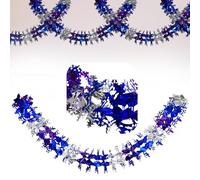 Christmas Foil Snowflake Garland 2Mx25cm - Stunning Purple, Silver & Blue Hanging Decorations for Wall and Ceiling, Perfect Xmas Home Decor & Party Supplies