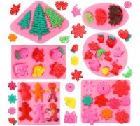 Christmas Fondant Molds Silicone Candy Molds Cute Christmas Tree Santa Claus Love Bear Elk Snowman Winter Frozen Party Cupcake Topper Decorating Tools, Silicone Chocolate Candy Mold (6 PCS)
