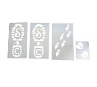 Christmas Foot Stencil, Holiday Decoration Stencil | Gnome Footprint Templates Reusable Christmas Stencil 4 Pieces,Small Holiday Stencils to Stick, Christmas Decor for Crafts e