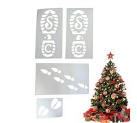 Christmas Foot Stencil, Stencil for Holiday Decor | 4 Pieces Footprint Templates Reusable Christmas Stencil | Holiday Stencils Snow Painting Small Christmas Decor for Crafts