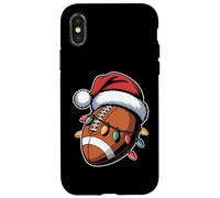 Christmas Football Santa Hat Lights Holiday Funny Xmas Case for iPhone X/XS
