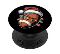 Christmas Football Santa Hat Lights Holiday Funny Xmas PopSockets Adhesive PopGrip