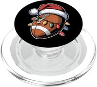 Christmas Football Santa Hat Lights Holiday Funny Xmas PopSockets PopGrip for MagSafe