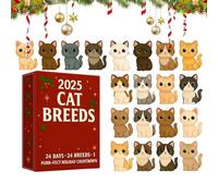 Christmas for Cat Lovers | 24 Days 2D Acrylic Decor with Charms, 2025 Christmas Ornaments Cute Cats - For Living Room Family Adults Holidays