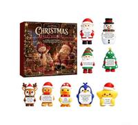 Christmas for countdown Calendar Box with 9 Inspirational Quote Figurines - Soft Rubber Santa Snowman Ornaments for Holiday Decor - 5.51 Inch Festive Set(Style-2)