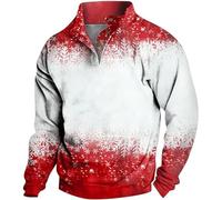 Christmas for Men with Stand-up Collar and 3D Digital Print with Colour Pattern Christmas Sweatshirt Particular, White #6, 3XL