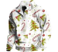 Christmas for Men with Stand-up Collar and 3D Digital Print with Colour Pattern Christmas Sweatshirt Particular, White #1, 3XL