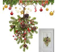 Christmas For The Door - Berries Pine Cones Teardrop Shape Decoration - Festive Window Decoration - For Christmas Fireplace Sims Window Door Table Party Wedding Winter Kitchen