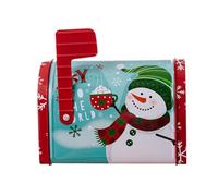 Christmas for Tin Mailbox Candy Box Having Flag Festive Red Pickup Truck Snowman Layout Holiday Party Favor Container for Treats Crafts Chocolates 9.5 X 13.5 X 8 Centimeters(A)