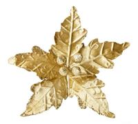 Christmas For Tree Decoration with Red Flocked Cloth Flower and Gold Glitter Highlights Designed for Festive Arrangements (Golden)