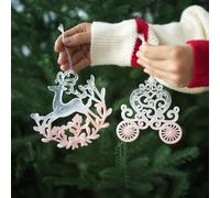 Christmas For Tree Decorations with Transparent Plastic Hanging Ornaments in European Style Featuring Carriage Snowflake and Crown Shapes for Festive Home and Party Use (Moose + Snow Sled)