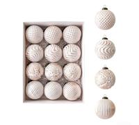 Christmas For Tree Ornament Balls Set of 12 Antique Style Decorations with Retro Hanging Design, Plastic Material, Suitable for Indoor Holiday Displays (Rose Gold)
