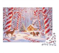 Christmas Forest Cabin 1000 Piece Jigsaw Puzzle Paper Adult Puzzle Game Winter Candy Landscape Family Leisure Home Decor Gift 70x50cm/1000pcs