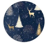 Christmas Forest Jigsaw 1000 Piece Round Puzzle Elk And Cedar Home Decoration Puzzle Creative Gift for Teenagers And Adults 1000pcs (67.5x67.5cm)
