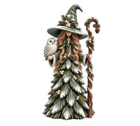 Christmas Forest Witch Doll 22Cm Faceless Resin Figurine | Faceless Nordic Gnome Style,Faux Pine & Snow Finish, For Tabletop/Mantel Display Gift