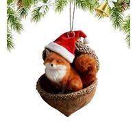 Christmas Forests Animal Acorn Ornaments - 2D Acrylic Cute Pine Cone Animal Ornaments for Christmas Tree | Personalized Sleeping Animals Pendants for Home Festive Decor (C)